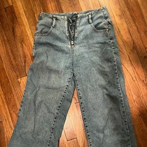 High Waisted Zara Light Blue Flared Jeans